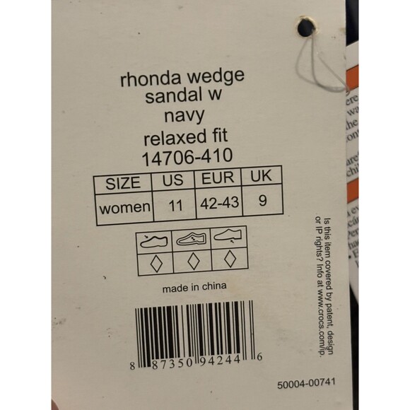 Crocs Rubber Rhonda Women Sandals Size 11 Navy Blue Wedge Slip On Slides - Picture 9 of 9
